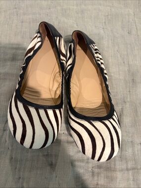 Cole Haan 8.5 Brown& White Zebra Print (calf?) hair Ballet Flats